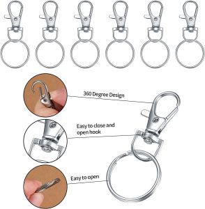 10pcs Metal Key Chain Rings Swivel Clasps Lanyard Snap Hook Lobster Claw Clasps Finding 10pcs Clasp+10pcs Chain Rings