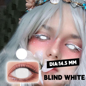 VISUASHOW Cosplay White & Black Block Colored Contact Lenses 2pcs Anime Contact Lenses Beauty Lens with Pupil-Enlarging Cosmetic
