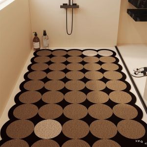 Large Size Bathroom Shower Room Anti-Slip Mat Full Coverage Silk Circle Drainage Water Absorbent Bath Specialty Floor Rug