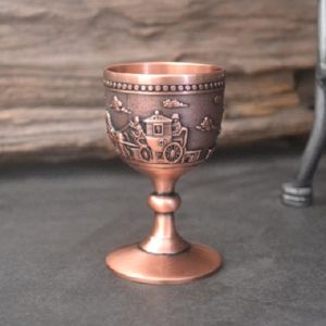 Retro Bronze Highball Glass Whiskey Cup Engraved Small Liquor Mug 40ml for Wedding Anniversary Engagement Party Banquet