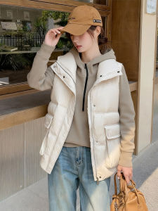 White Duck Down Womens Outerwear Short Vest Sleeveless
