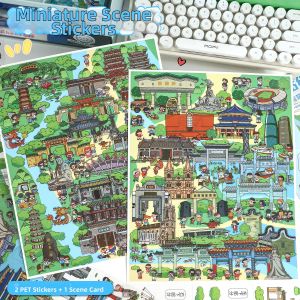XINMO | Micro-scale City Scenery Stickers High Difficulty Ancient Chinese Architecture Scene Kids Educational Puzzle Stickers