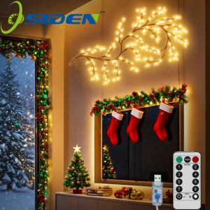 ไฟ USB รูปต้นหลิว 72/96 LED ไฟกิ่งไม้โค้งงอได้ ไฟตกแต่งภายในสำหรับคริสต์มาส ฮาโลวีน อีสเตอร์