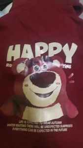 Men & Women Casual Oversize Hoodies Cute Sweet Strawberry Bear Printed Hooded Sweater Velvet Couple Loose Jacket Outerwear