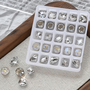 25 Món Đá Trang Trí Móng Tay 3D K9 Hình Dạng Đa Dạng Đáy Nhọn Lấp Lánh Như Kim Cương Dùng Trang Trí Làm Móng Tự Làm