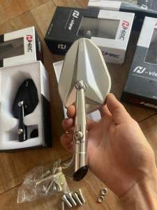 Gương h2c chính hãng mẫu v2 full nhôm cnc xịn kính trắng lắp cho tất cả dòng xe điện xe máy tặng phụ kiện