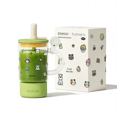 Summer Stylish High-Capacity Borosilicate Glass Straw Cup