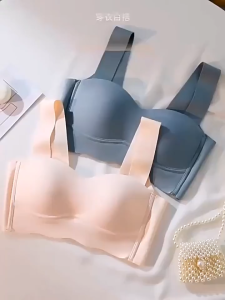 [EPSHOME] 2PCS Bra For Woman Ice Silk Seamless Bra Women Mesh Fixed Up Cushion Comfort Non-wired Bra All Day Sleeping Bra Lingerie