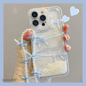 Pearl Sandflowering Butterfly Knot Phone Case for 16 15Promax 14 with Pendant 13 Trendy Small Fragrance Style Acrylic Protective Shell