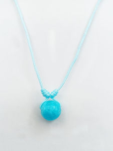 Natural Color Gemstone 8mm Pendant Charms Blue Nylon Rope Necklace Adjustable Length Small Versatile Fashion Jewelry Accessory
