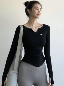 N1KE1 Slim Fit Long Sleeve Sports T-shirt for Women Moisture Absorbent Quick Drying Cool Feeling Elastic Ultra-light Breathable