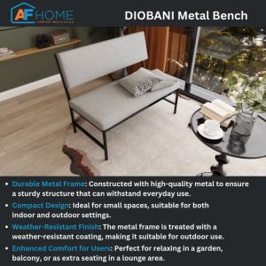DIOBANI | Modern Metal Bench with Cushion - Minimalist Home Bench (Random Color)