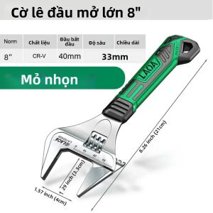 LAOA | Bộ Cờ Lê Chỉnh Được LAOA 6/7/8 Inch Đầu Mỏng Hàm Rộng Thép CR-V Có Thước Đo Laser Tay Cầm Chống Trơn Dùng Sửa Chữa Vòi Nước Và Ống Dẫn.