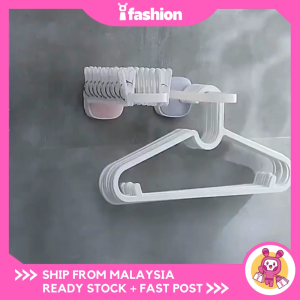 IFASHION 1657 Foldable Clothes Hanger Hook Wall Mount Self Adhesive Penyangkut Baju Storage Rack Organizer