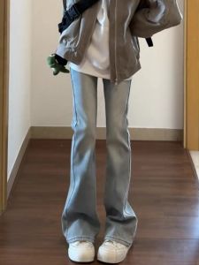 American Retro Flared Jeans Womens New 2025 High Waist Slim Elastic Ankle Length Bell Bottoms for plus Size Ladies