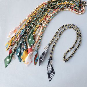 กระเป๋าถือผู้หญิงแบบแฟชั่นใหม่สำหรับฤดูใบไม้ผลิสายโซ่อุปกรณ์เสริมสายโซ่สำหรับกระเป๋าเงินสะพายไหล่ Sablon Bunga คาดลำตัวยาวถอดออกได้ทำจากผ้าไหมสายรัดกระเป๋าสุภาพสตรีจับคลัตช์