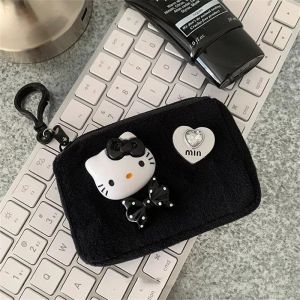 Kawaii Hello Kitty Wallet Cute Plush Portable Makeup Storage Bag Cartoon Mini Portable Bluetooth Earphone Bag