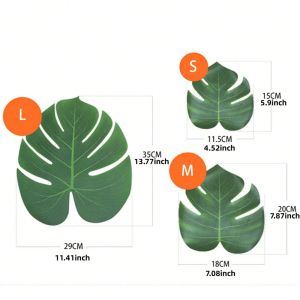 12pcs Tropical Palm Leaves Artificial Leaf Decor Wedding Decoration Green Jungle Plant Leaf Hawaiian Luau Home Party Decoration