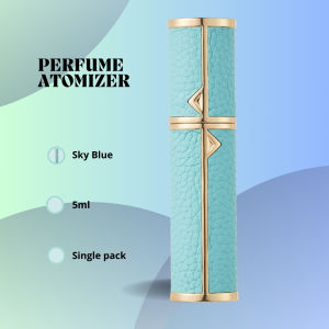 ABTravel 5ml Refillable Perfume Atomizer - Mini Portable Travel Size Perfume Bottle with Lychee Texture Leather & Aluminum Alloy Shell