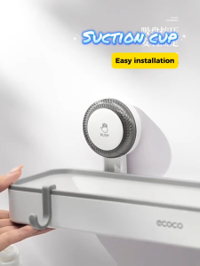 Ecoco Suction Cup Bathroom Storage Organizer Rack with Freebie Hook Heavy-Duty Strong Sticky