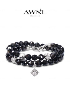 Lucky Nuummite Stone 925 Silver Nordic Design Bracelet