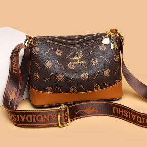 กระเป๋าสะพายไหล่ผู้หญิงพิมพ์ลายวินเทจหลายชั้น กระเป๋าสะพายข้างสำหรับคุณแม่ปี 2025 กระเป๋าสะพายข้าง PU ขนาดเล็ก สไตล์ลำลอง