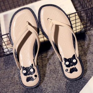 Womens Casual Beach Sandals Home Slippers Crystal Flat Bottom Thong Slippers Summer Anti-Slip Outdoor Wear Odor-Resistant