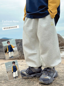 Boys Spring Autumn Sports Pants Casual Long Trousers Non-Fleece Korean Style Middle Waist Childrens Fashion Memory Story