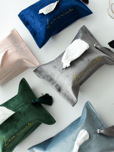 Nordic Tassel Velvet Tissue Box Car Storage Living Room Tissue Cover Drawstring Design Bathroom And Bedroom Organizer