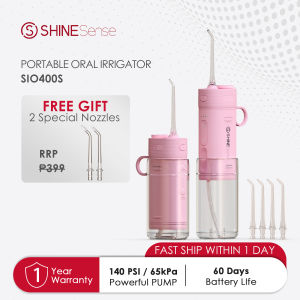 ShineSense Portable Oral Dental Irrigator Wate Flosser Waterproof Teeth Cleaner with 6 Jets Tips and 250ml Detachable Reservoir Rechargeable Dental Flosser for Brace Bridges Care Home Travel