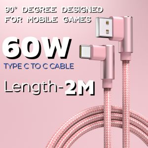 ANSEIP 2M USB Type C Charger Cable 90 Degree Fast Charging Cord for iPhone 16 15 Pro Max Samsung Galaxy Huawei Android Phone
