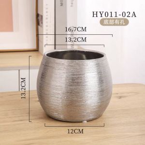 Flowerpot European Ins Accessible Luxury Classy Creative Brushed Gold Plated Green Dill Hydroponics Phalaenopsis Ceramic Flower Pot