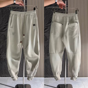 กางเกงลำลองทรงหลวมสำหรับผู้ชายและผู้หญิง ซิปตกแต่ง ทรงเอวกลาง กางเกงขายาวทรงฮาราจูกุ สีพื้น กางเกงขายาวลำลอง ฤดูใบไม้ผลิและฤดูใบไม้ร่วง