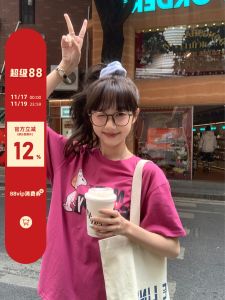 Lixiaotuan Design Letter Short Sleeve T-Shirt Korean Style Loose Casual Small Size Womens Fashion Summer Autumn Cotton Polyester Blend