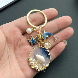 สร้อยกุญแจสัตว์น้ำสุดสร้างสรรค์ ดีไซน์เรือหางฉลามและดาวในมหาสมุทร สร้อยคอสัตว์น้ำสุดเก๋ๆ ของขวัญเล็กๆ