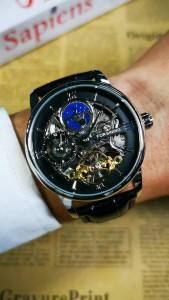 Forsining | Forsining Business Mens Mechanical Watches Moon Phase Tourbillon Skeleton Watch for Men Casual Leather Belt Fashion Wristwatches