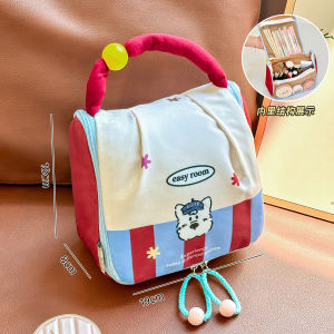 Large Capacity Travel Cosmetic Bag Womens Portable Storage Pouch Outing Essential Durable Rectangular Shape Color Block Design