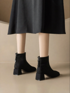 Josiny | Heeled Short Boots Women Winter Boot Faux Fur Chunky Heel