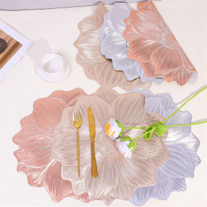 5ชิ้นแผ่นรองจานรูปดอกบัวทนความร้อนและซักได้จานรองแผ่นรองโต๊ะทนความร้อนได้ตกแต่งบ้านปาร์ตี้งานแต่งงาน