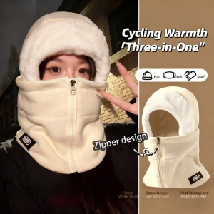 Winter Warm Balaclava Hat Integrated Hat Ear Protection Windproof Thick Motorcycle Riding Ski Helmet Cover Outdoor Sports Mask