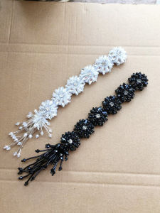 Phụ Kiện Trang Trí Hoa Dài Màu Đen Trắng Đính Hạt DIY Khăn Trùm Đầu Phụ Kiện Quần Áo Trang Trí Tua Rua