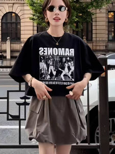 BINKAFENNY | Plus Size Womens T-Shirt Round Neck Short Sleeve Printed Casual Loose Top Summer Slimming Belly Covering Fashion Korean Style