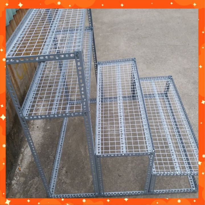 Kệ bậc thang sắt V lỗ 3 bậc_ 4 tầng (dạng vỉ ô lưới sắt ) để cây và hàng hóa