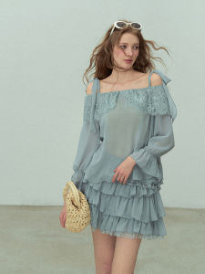 Halter Off Shoulder Top Ruffled Skirt Set