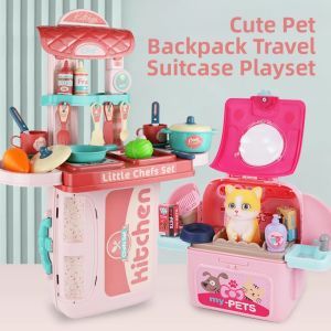 MLZH | Cute Pet Role Play Kitchen Toolset Backpack Toy