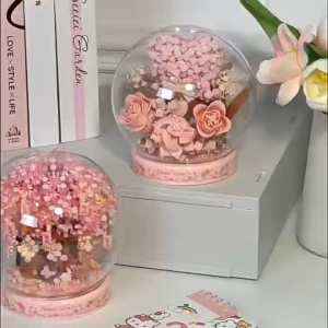 Flower Building Blocks Toys heart-shaped roses and cherry blossoms DIY 3D  building blocks perfect as a wedding gift or best friend gift