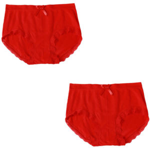 Red Underwear Large Size 150.00kg Mid-High Waist Pure All Cotton Crotch Womens Bridal Wedding Socks Set