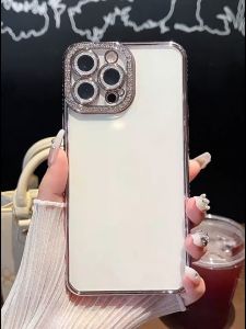 CrashStar Luxury Diamond Electroplating Transparent Soft Shockproof Phone Case For iPhone 16 15 14 Pro Max Plus 16e 13 12 11 Pro Max Fashion Rhinestone Phone Casing Clear Anti-fall Phone Cover With Glitter Lens Films Protection