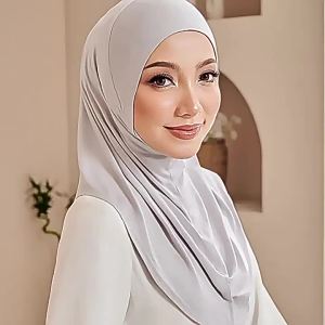 Penghantaran dari China [2025] Tudung Hijab Wanita   Tudung Kepala Arab Dua Lapisan Tudung Tepi Bulat Tudung Dasar   Tudung Keanjalan Tinggi 3.1