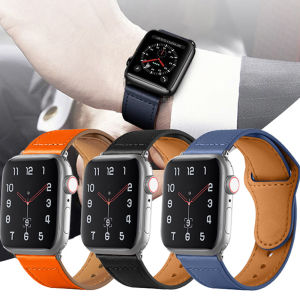 Reverse Buckle Cowhide Genuine Leather Watch Strap Band For Apple iWatch